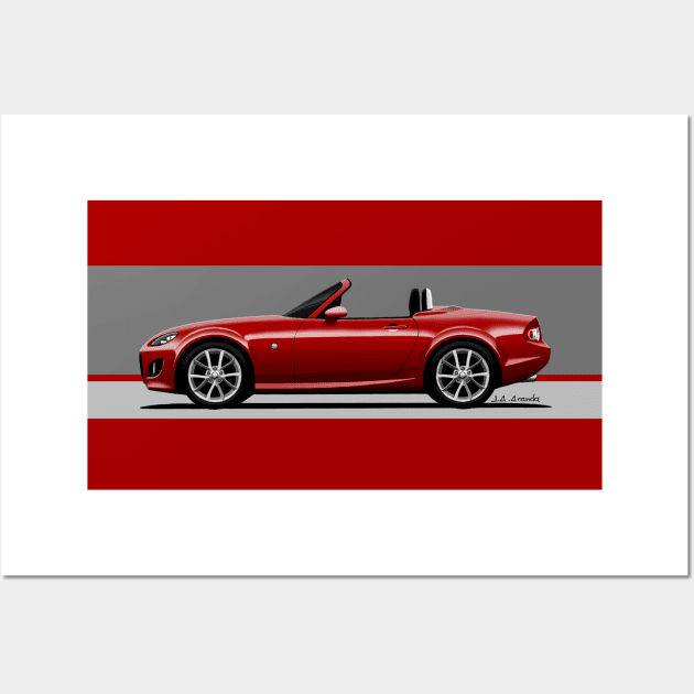 My drawing of the NC2 Competition Yellow roadster convertible classic sports car Wall Art by jaagdesign
